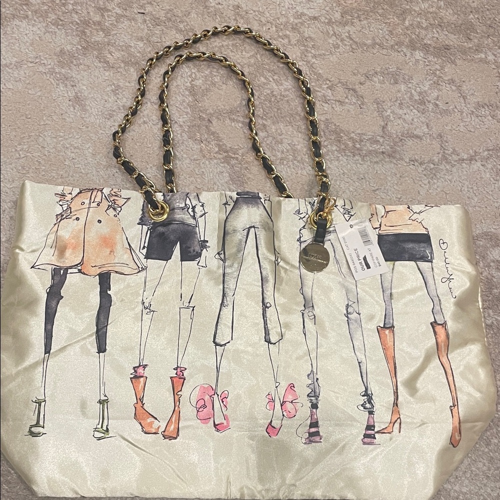 DSW Stylish Cream Women's Bag with Chain Straps
